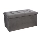 thumbnail of 2 en 1 Pouf pliant double et coffre de rangement Velours Gris foncé 76 x H 38 cm