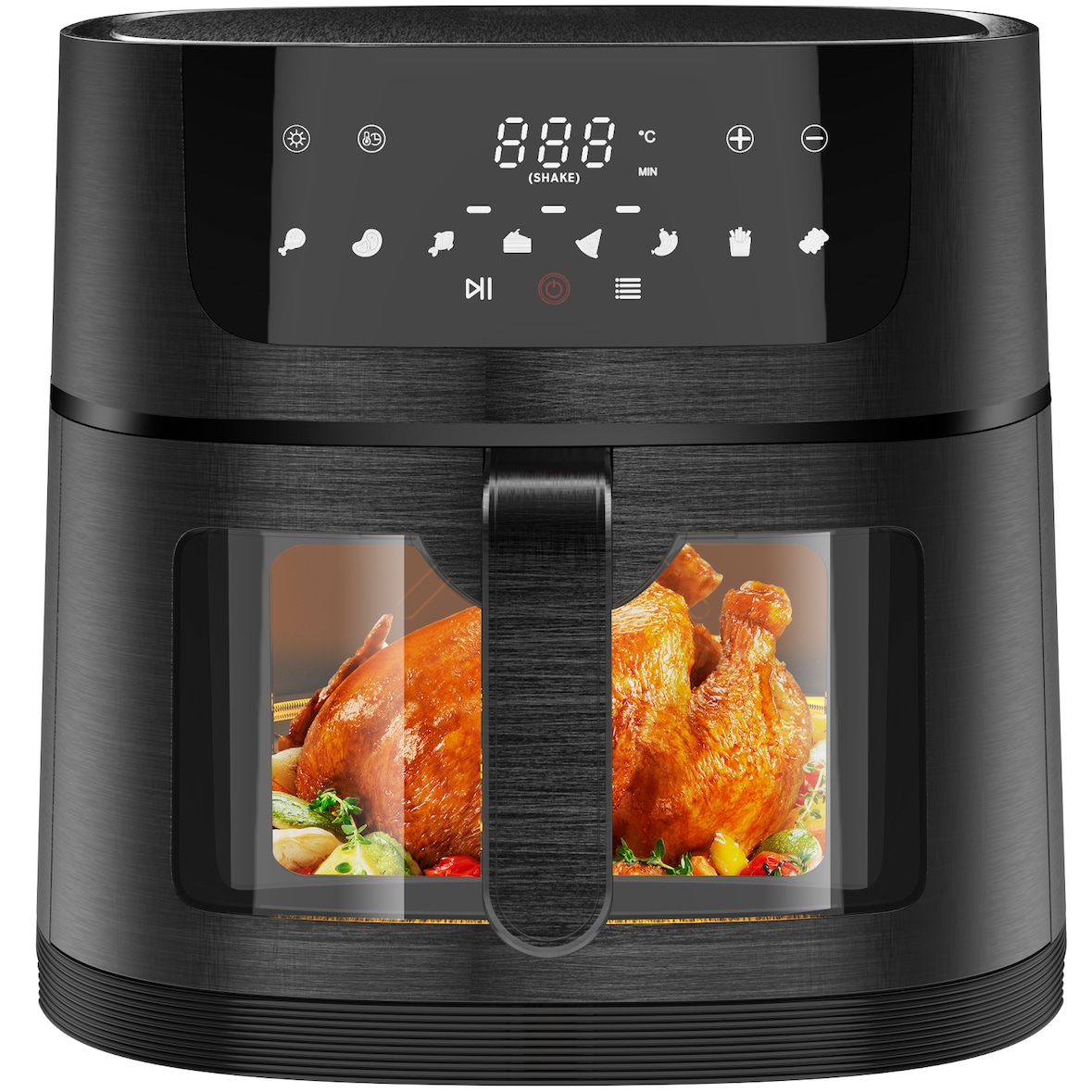 Heißluftfritteuse 9L mit Großes Sichtfenster | Friteuse Airfryer ohne Öl mit Digitalem Led Touchscreen, 8 Programmen, Shake-Modus, 1800W, Rezeptbuch