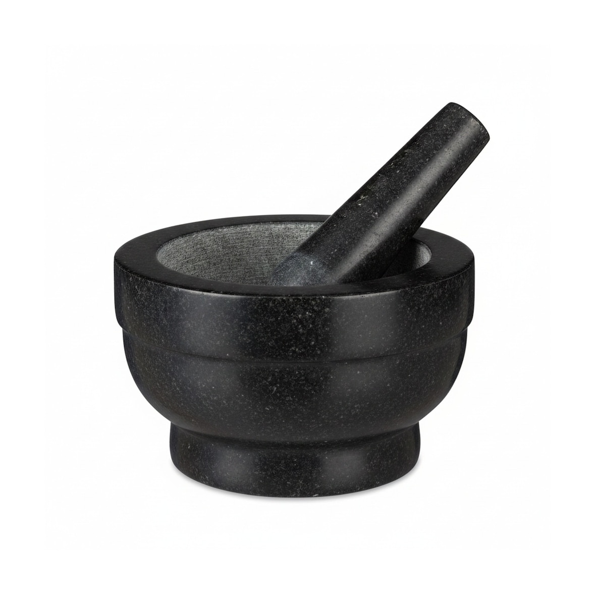 Relaxdays XXL Granit Mörser mit Stößel, robust, langlebig, Gewürze, Kräuter, Steinmörser, 5,6 kg, Ø 20 cm, 1l, schwarz