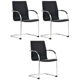 thumbnail of Set de 3 sillas de conferencia Melina en piel sintética Negro