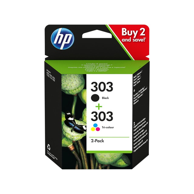 HP 303 Noir + Couleur Pack de 2 Cartouches D'ENCRE ORIGINALEES - 3YM92AE