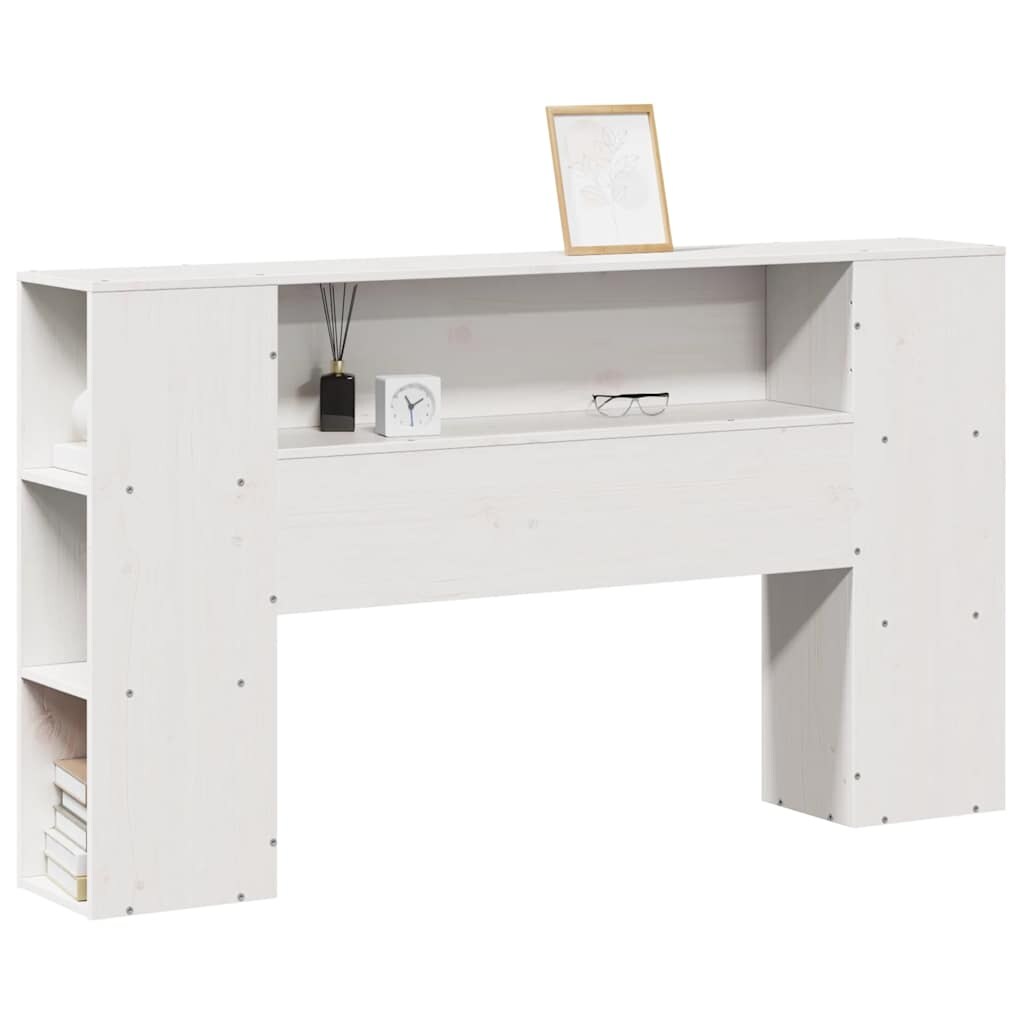 vidaXL Kopfteil mit Stauraum Weiß 150 cm Massivholz Kiefer