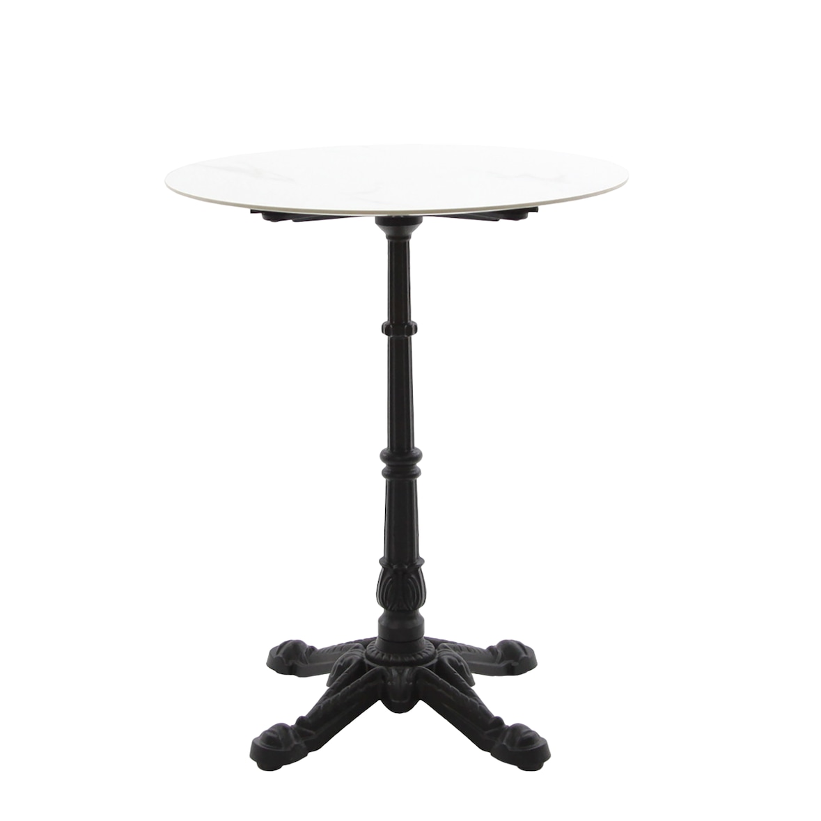 METRO PROFESSIONAL Mesa de comedor gastro, acero/piedra, aspecto mármol, Ø 60 cm x 74 cm, redonda, blanco