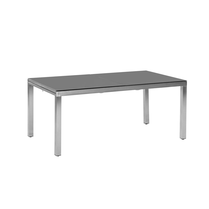 Merxx Tisch, 150 x 90 cm, Edelstahl/Glasplatte, Silber/Graue