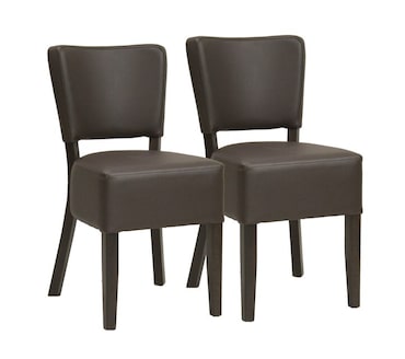 METRO PROFESSIONAL Cadeira de restaurante estofada Jack, conjunto de 2, madeira de faia/couro artificial, castanho