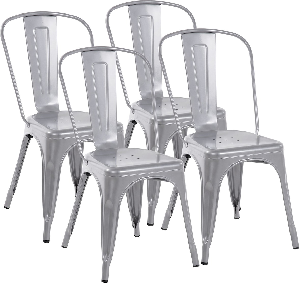 CLP 4er Set Stapelstühle Benedikt Metall HBT: 89x44x48 cm silber