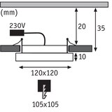 thumbnail of Paulmann LED Einbaupanel Areo IP44 eckig 120x120mm 3000K Nickel matt dimmbar 92940