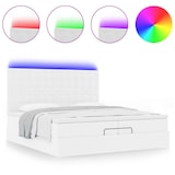 thumbnail of vidaXL Ottoman-Bett mit Matratzen & LEDs Weiß 200x200 cm Kunstleder