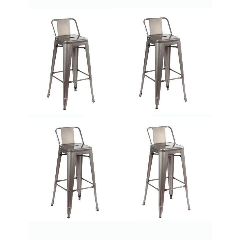 Sgabelli in Metallo Stile Industriale per Casa Bar Ristoranti Pizzerie. Set 4 sgabelli Colore GRIGIO ALLUMINIO
