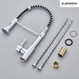 thumbnail of KLARWERK® Bernd | Gastronomie Küchenarmatur Chrom mit Feder | Silber Edelstahl Wasserhahn Küche | Mischbatterie 360° drehbar| Hochdruck 2 Anschlüsse