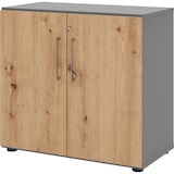 thumbnail of bümö Aktenschrank abschließbar, Büroschrank Holz 80cm breit in Graphit/Asteiche - abschließbarer Schrank mit Aktenregal für's Büro & Arbeitszimmer,