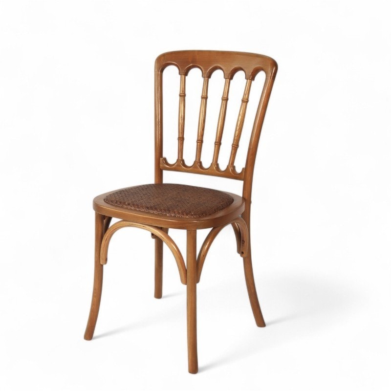 Bistrotstuhl NAPOLEON - Holz - Geflochtene Sitzfläche