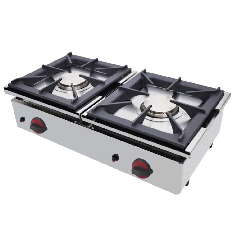 EURAST - Fornello a gas 2 fornelli da tavolo - 800x450x240 mm - 11,6 Kw - 44126C08