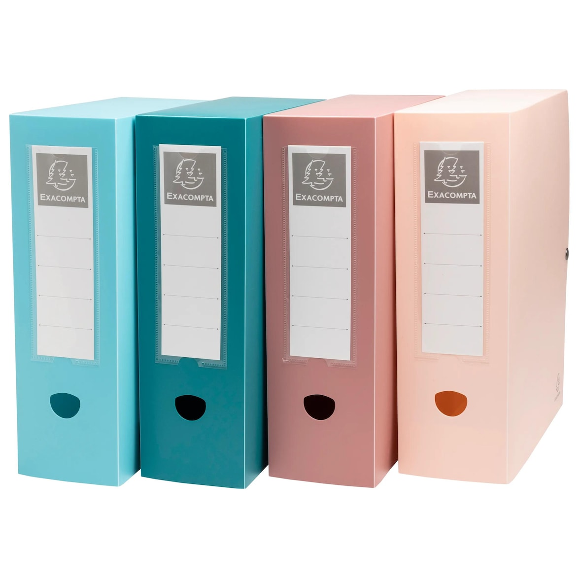 Exacompta 89470E 5x Archivbox mit Druckknopf, Rückenbreite 100mm, Recycling-PP, Skandi - Farben sortiert
