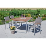 thumbnail of Merxx Naxos Set 5tlg., 4 Sessel, 1 Ausziehtisch 150 (200) x 90cm, Aluminium/Textil/Akazie