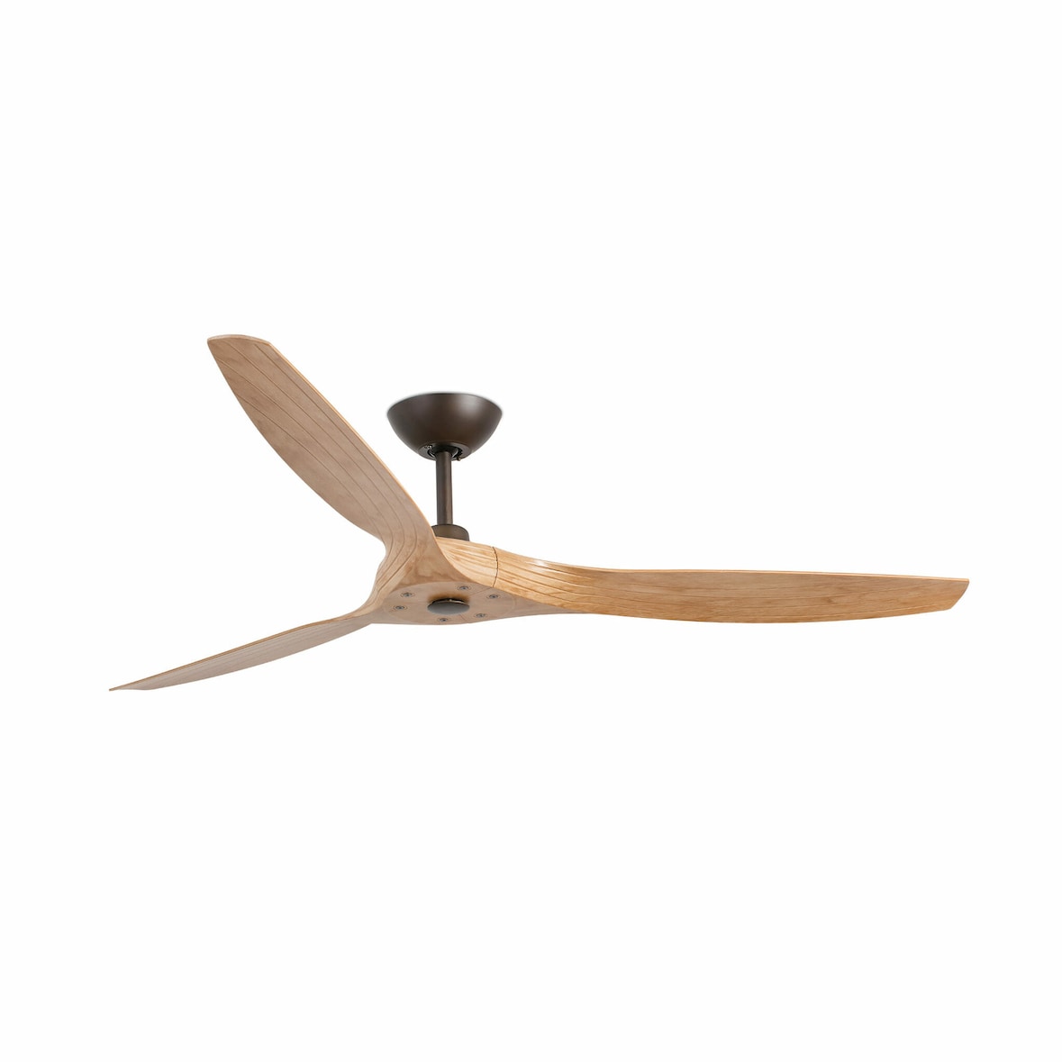 Ventilateur de plafond acier marron, pales en bois, moteur DC silencieux, lumière intégrée, 5 vitesses, télécommande, pour 17,6–28 m², FARO-33519 FARO