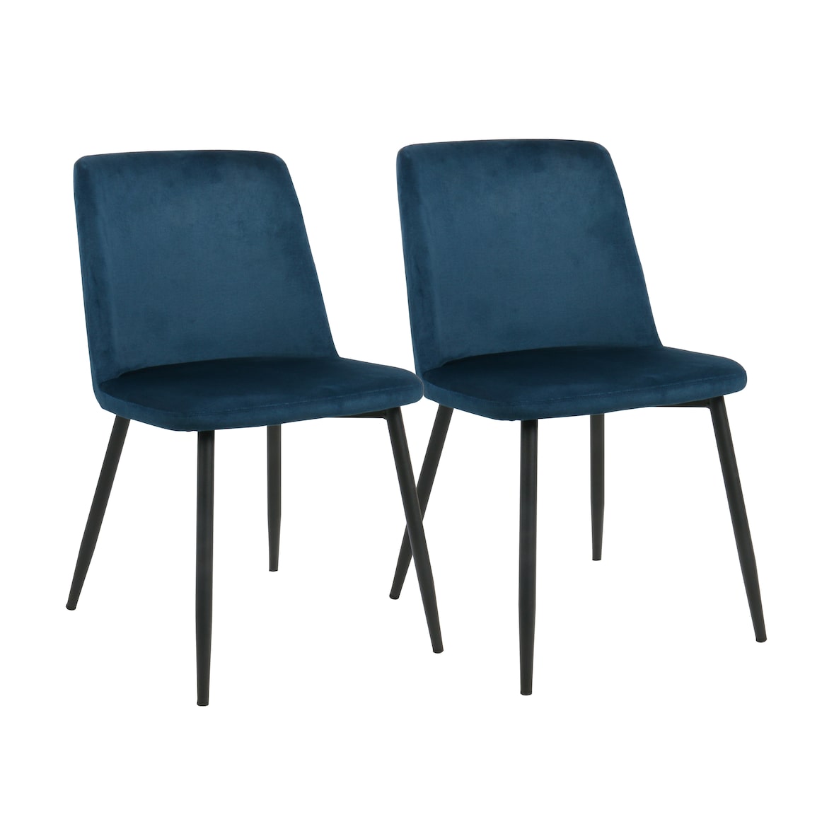 METRO PROFESSIONAL Silla de restaurante tapizada Belora, juego de 2, acero/poliéster, azul oscuro/negro