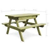 thumbnail of Mesa de picnic con bancos madera pino impregnada 90x90x58cm