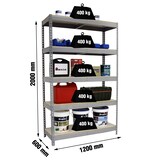 thumbnail of SimonRack Estante Industrial 2000x1200x600, 5 Prateleiras em Madeira, 400 kg por Nível, Estrutura em Aço, Cinza/Madeira - Ecoforte