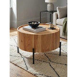 thumbnail of Couchtisch Akazie Massivholz 60x60x41 cm Rund mit Metallgestell, Kleiner Sofatisch Modern, Wohnzimmertisch Couch, Kaffeetisch Braun /