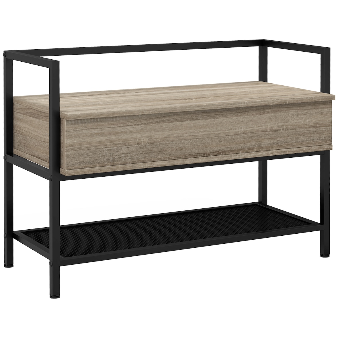 HOMCOM Banco Sapateira com Compartimento Oculto 84x39,5x61 cm Preto e Madeira