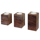 thumbnail of Set de 3 portavelas de té S+M+L HWC-C58, soporte para velas de té, aspecto desgastado vintage ~ marrón