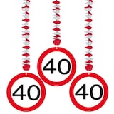 thumbnail of 40. Geburtstag Verkehrsschild Geburtstagsdeko Partyset Party Deko Set rot weiss Dekoration Zahl Frau Mann
