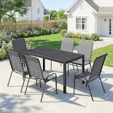 thumbnail of Garten-Set bestehend aus einem Metalltisch mit Loch und 6 stapelbaren, luftdurchlässigen Stühlen für die Terrasse, grau