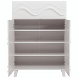 thumbnail of Kommode HWC-N86, Schrank Sideboard Anrichte, 3D-Wellen-Design Push-to-open Türen 107x76x36cm ~ weiß