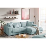 thumbnail of KAWOLA Sofa MADELINE Ecksofa Cord hellblau Longchair rechts