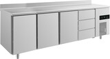 thumbnail of Gastro Kühltisch 3 Türen links&mittig 3 Schubladen rechts Umluftkühlung Aufkantung, 2330x700x850mm -2/+8°C  632l