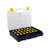thumbnail of Boite de rangement, max. 24 compartiments, 21 séparateurs, couvercle transparent, empilable, 460 x 350 x 81 mm, noir/jaune