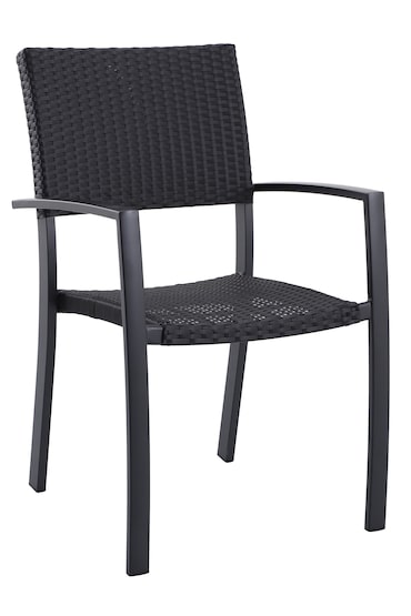METRO PROFESSIONAL Gastro Armlehnstuhl stapelbar Balsario, Alu/Polyrattan, schwarz