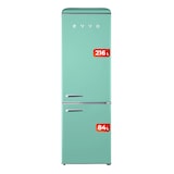 thumbnail of EVVO Frigorífico combi F55 Retro Verde Aquamarina, refrigerador 216 litros, congelador 84 litros, diseño vintage