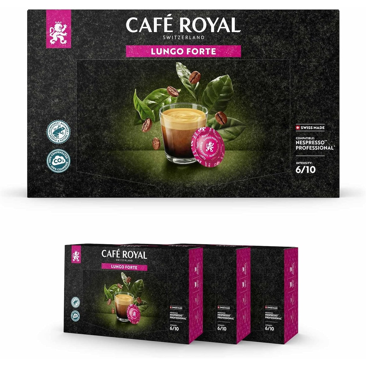 Café en Dosettes - Café Royal Pro | 3 x 50 - Compatibles avec les Machines à café Nespresso®* Professional - Saveur Lungo Forte