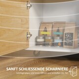 thumbnail of Küchenwagen Servierwagen Eiche 107x50x85 cm mit Kautschukholz Arbeitsplatte 2 Schubladen Schrank offenem Fach Rollen Soft Close