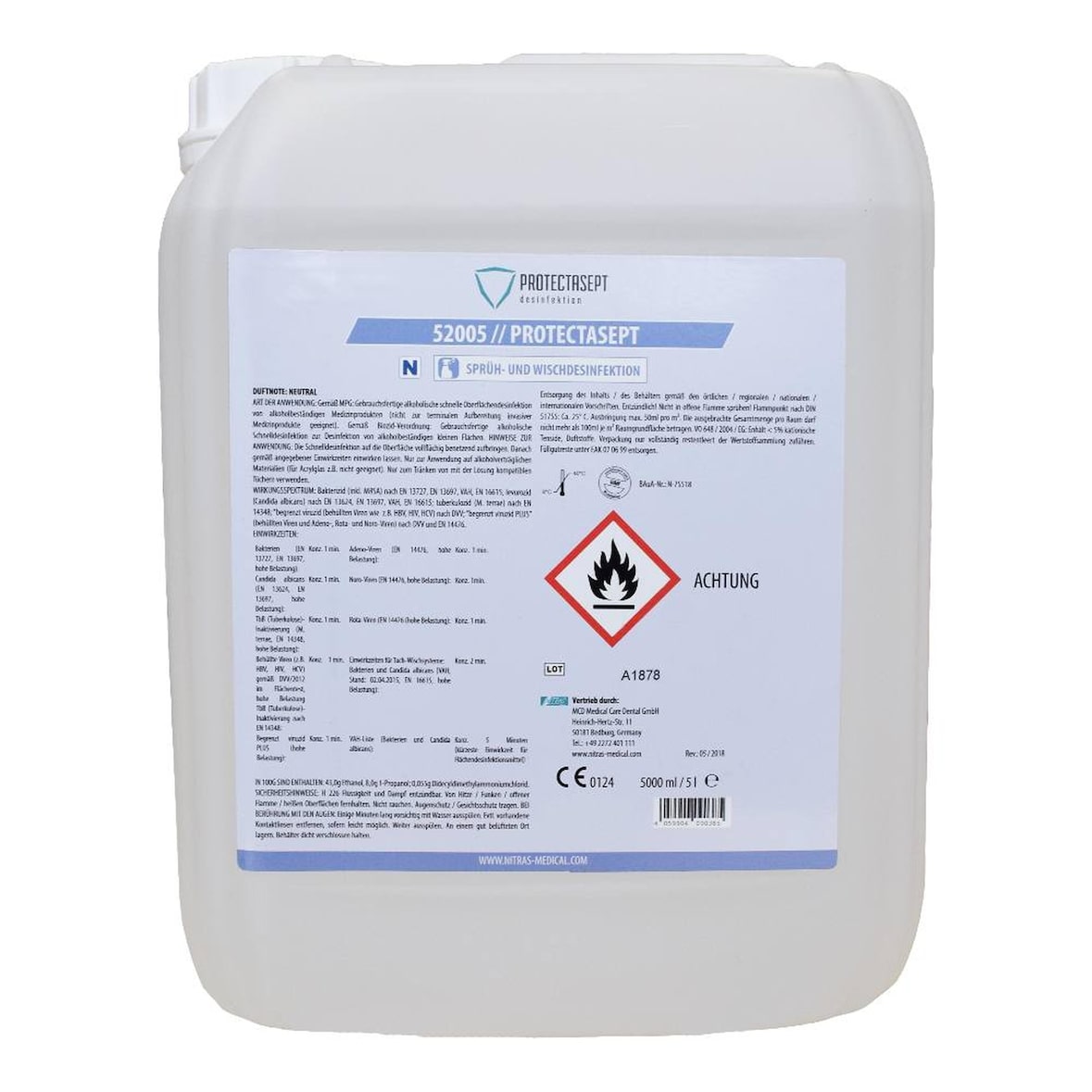 Nitras Medical Protectasept | 1 x 5 L | Sprüh- und Wischdesinfektion
