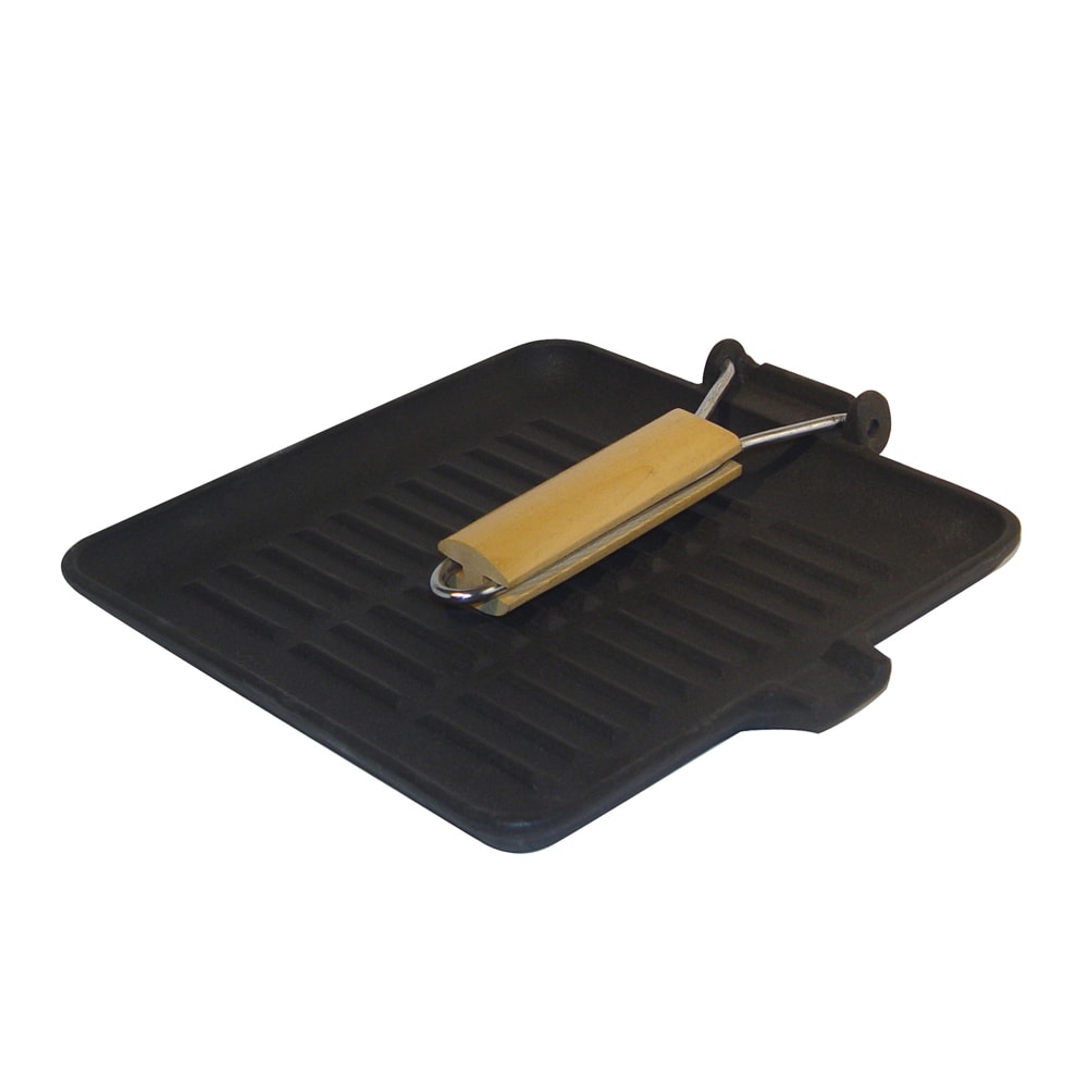 Grill carré fonte 24 x 24 cm - manche rétractable -  Noir Carré Fonte émaillée Baumalu 39.00x24.00 cm