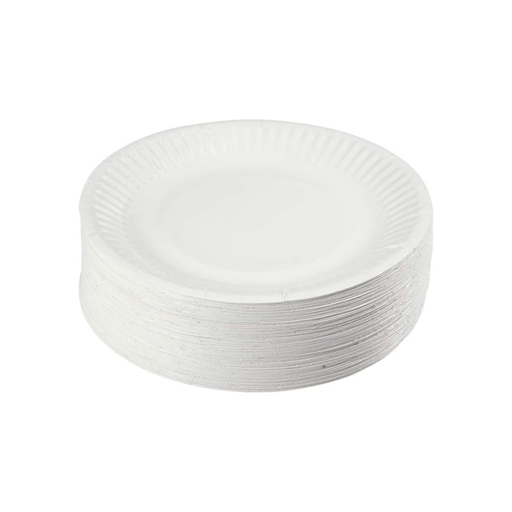 Assiette ronde jetable en carton blanc 230 mm par 500