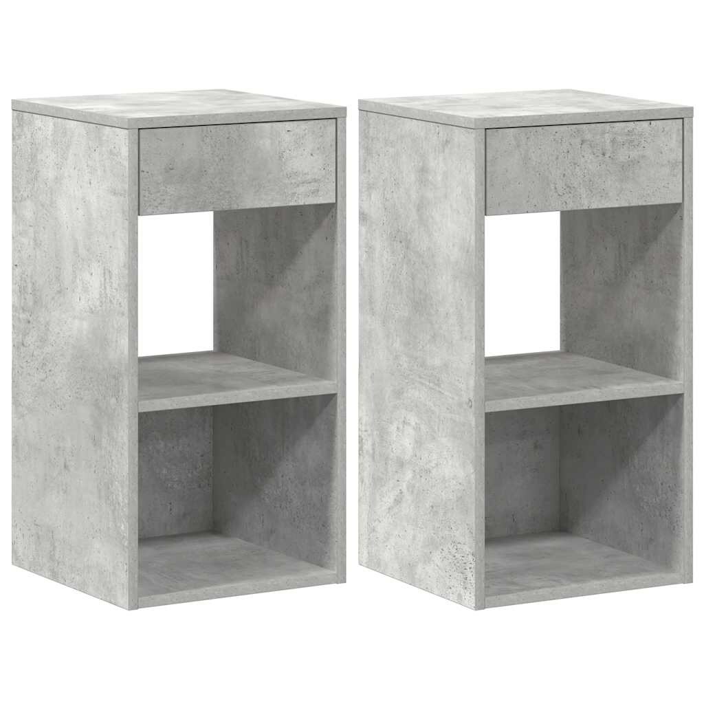 vidaXL Nachttische mit Schublade 2 Stk. Betongrau 35x34x66,5 cm