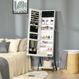 thumbnail of Espejo Joyero de Pie Cuerpo Entero Ajustable en Ángulo Armario de Joyería con Estante Inferior Ganchos Ranuras y Cajas para Joyas 47x36x157 cm