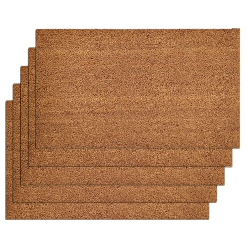 Kokosmatte 5er Set Türvorleger Schmutzfangmatte Fußmatte Fußabtreter einfarbig für Haustür : 65 x 100 cm