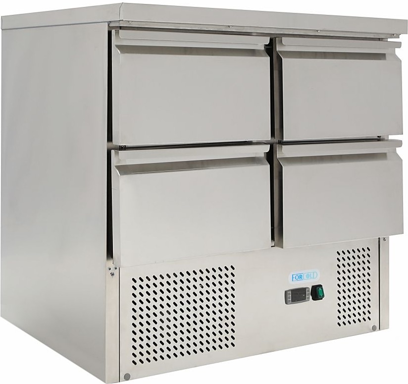 FIMAR G-S9014D-FC statische Kühl-Saladette, 4 Schubladen, elektronisches Thermostat, automatische Abtauung, Maße 90x70x85 cm