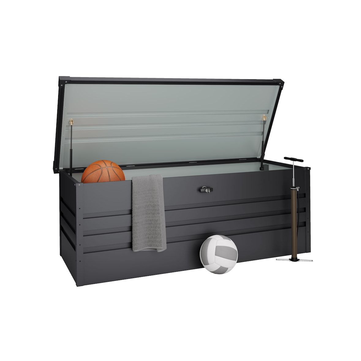 Hoggar - Baúl Almacenaje Exterior 716L - 165x70x62cm - Espesor 0,40mm - Tapa Abatible - Montaje Sencillo - Fácil Apertura - Gris Antracita