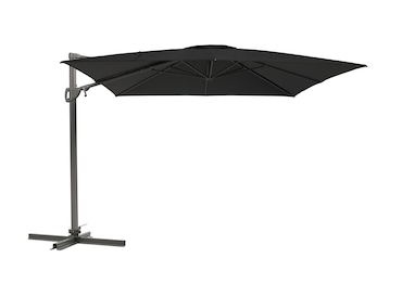 METRO PROFESSIONAL Sombrilla colgante cuadrada, sin faldón, aluminio/acero, 3 x 3 m, con manivela y función de inclinación, antracita/gris