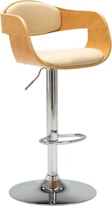thumbnail of Décoshop26 - Barhocker x1 Retro-Hochstuhl aus gebogenem Holz cremefarbenem PVC und Stahl DEC029461