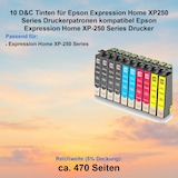 thumbnail of 10 D&C Tinten für Epson Expression Home XP250 Series Druckerpatronen kompatibel Epson Expression Home XP-250 Series Drucker