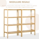 thumbnail of Regal Bambus Natur 62x33x112 cm 4 Ebenen Standregal für Wohnzimmer Bad Küche Balkon Büro, kombinierbares Gestell, 17 cm Bodenfreiheit