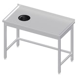 thumbnail of Stalgast Edelstahl Arbeitstisch ohne Grundboden, 900x700x850 mm, mit Abfallloch links, mit Aufkantung, verschweißt