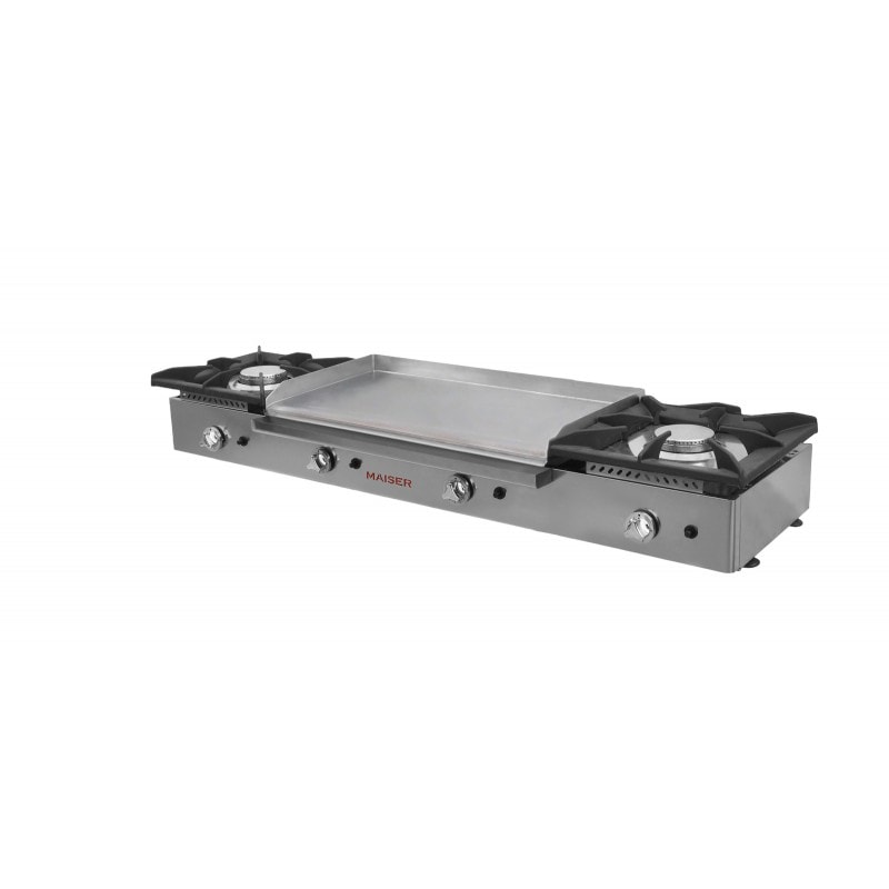 Cocina a gas 2 fuegos con plancha 80 rectificada CG28R Maiser